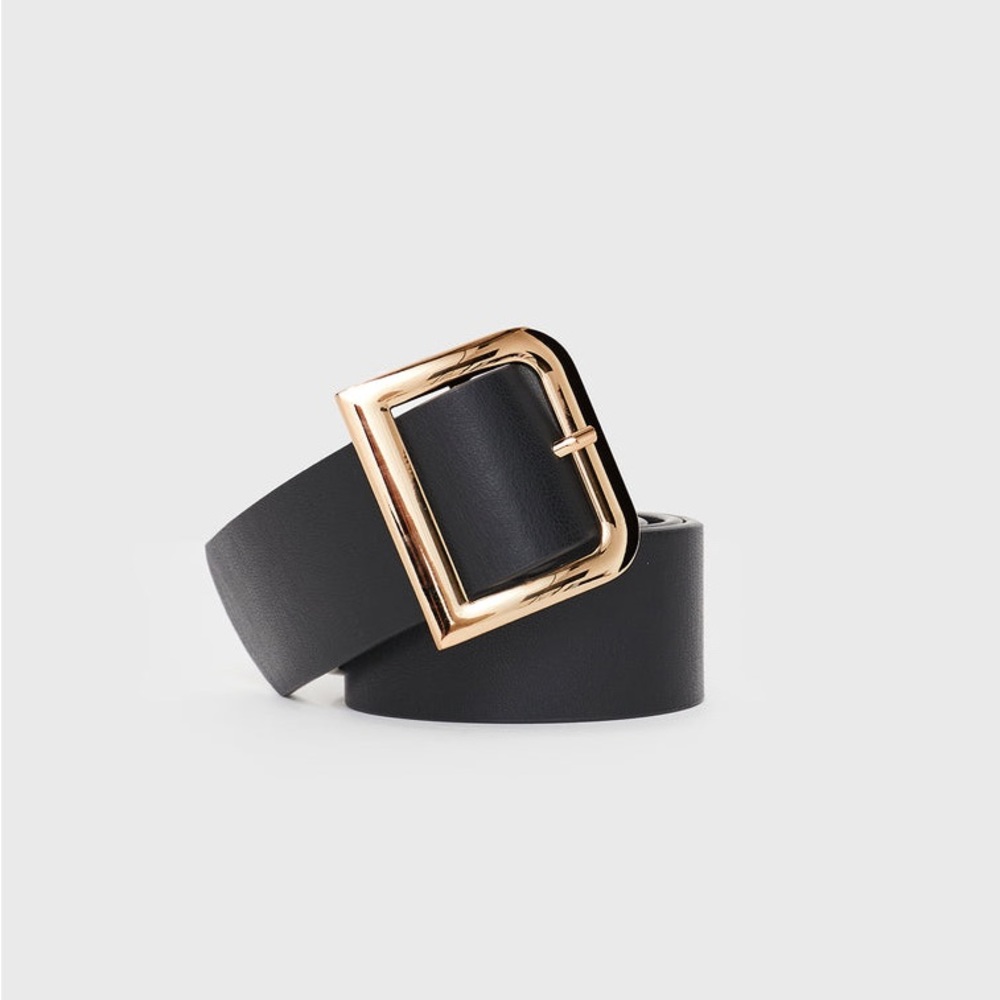 PRINCESS POLLY BLACK BELT WITH GOLD BUCKLE